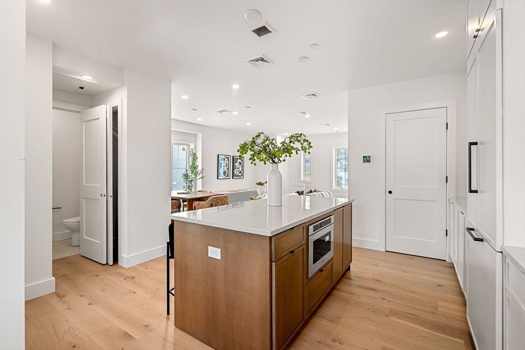 Interior, Kitchen, Recessed Lighting, Wood Texture Flooring