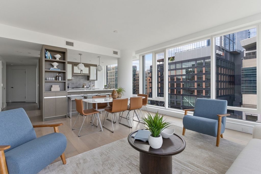 Dining room, Interior, Kitchen, Pendant Lights, Wood Texture Flooring