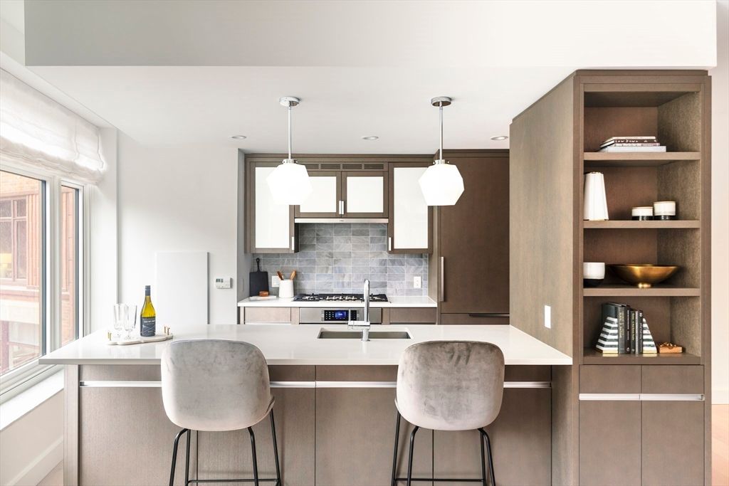 Home Office, Interior, Kitchen, Pendant Lights, Recessed Lighting, Stainless Steel Appliances