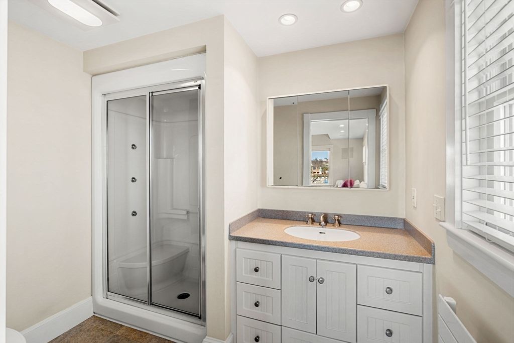 Bathroom, Glass Shower, Interior, Recessed Lighting