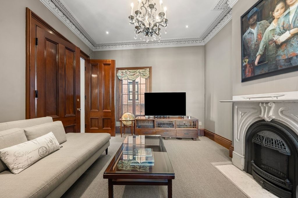 Bedroom, Fireplace, Home Office, Interior, Pendant Lights, Recessed Lighting, Wood Texture Flooring