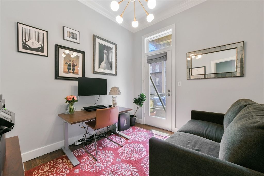 Home Office, Interior, Pendant Lights, Wood Texture Flooring