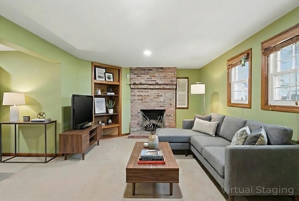 Fireplace, Interior, Living room, Recessed Lighting, Stone Walls