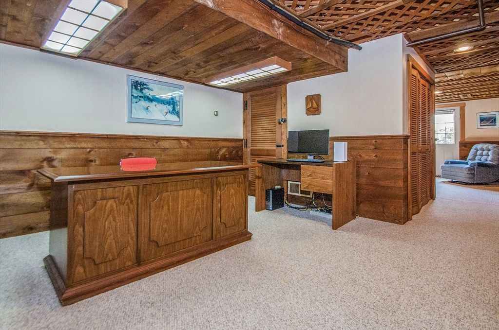 Home Office, Interior, Recessed Lighting, Wooden Ceilings, Wooden Walls
