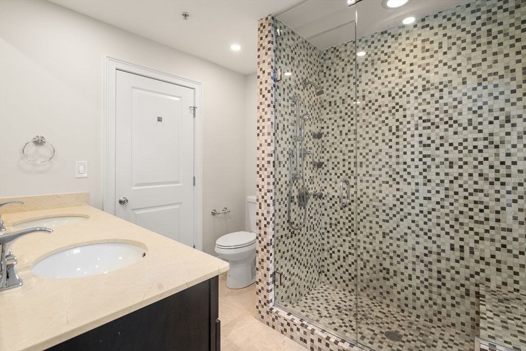 Bathroom, Glass Shower, Interior, Recessed Lighting