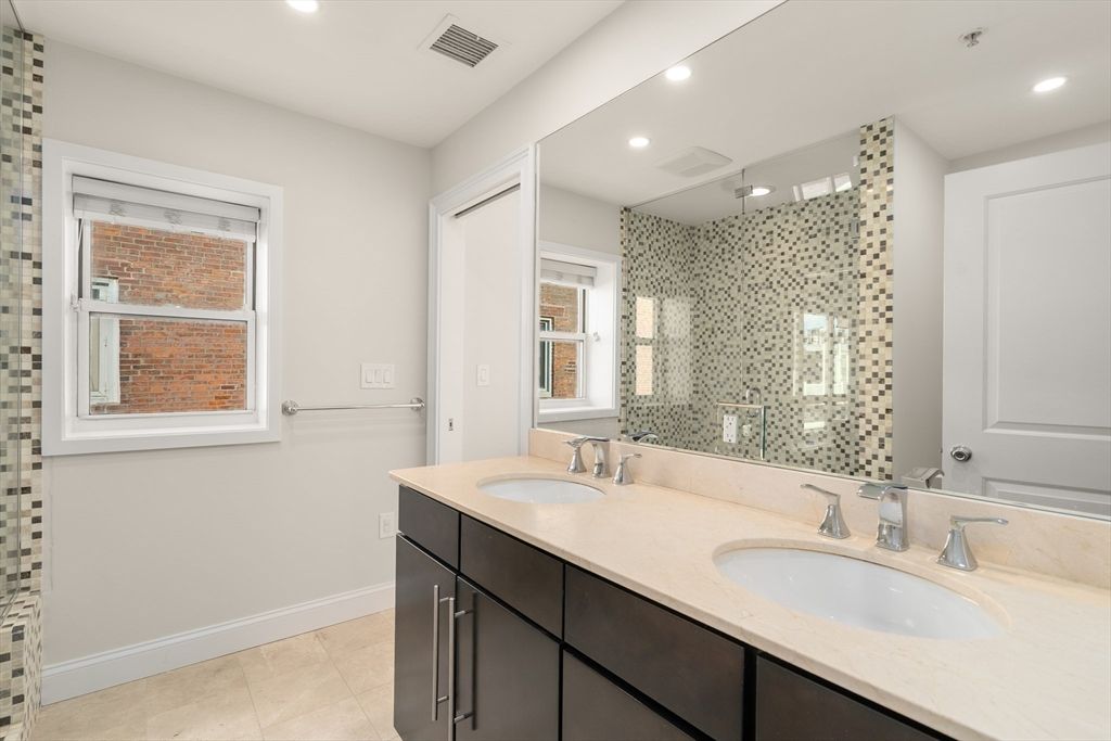 Bathroom, Dual Sink Vanities, Glass Shower, Interior, Recessed Lighting
