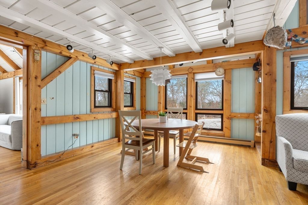 Dining room, Interior, Wood Texture Flooring, Wooden Walls