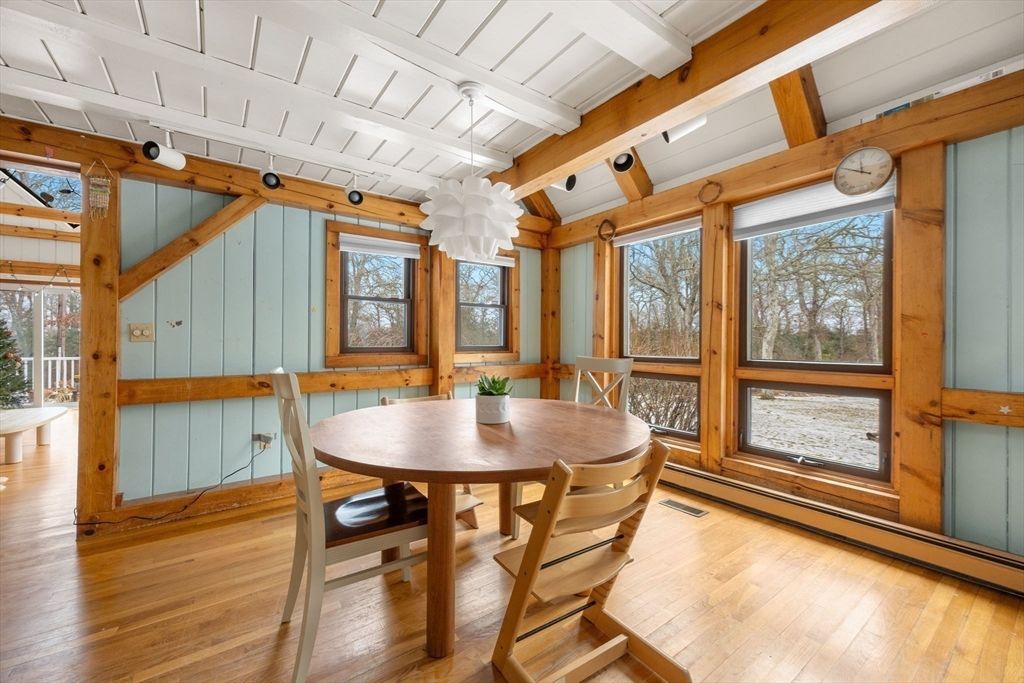 Dining room, Interior, Wooden Beams, Wood Texture Flooring