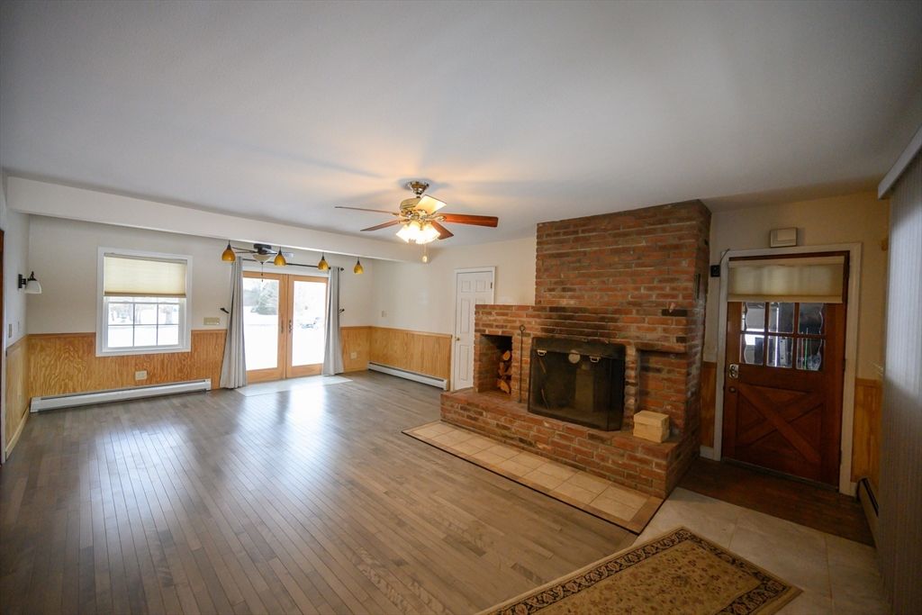 Fireplace, Interior, Stone Walls, Wood Texture Flooring