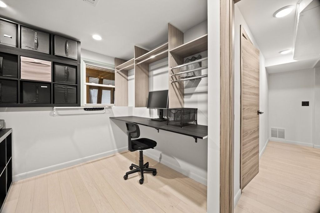 Home Office, Interior, Recessed Lighting, Wood Texture Flooring