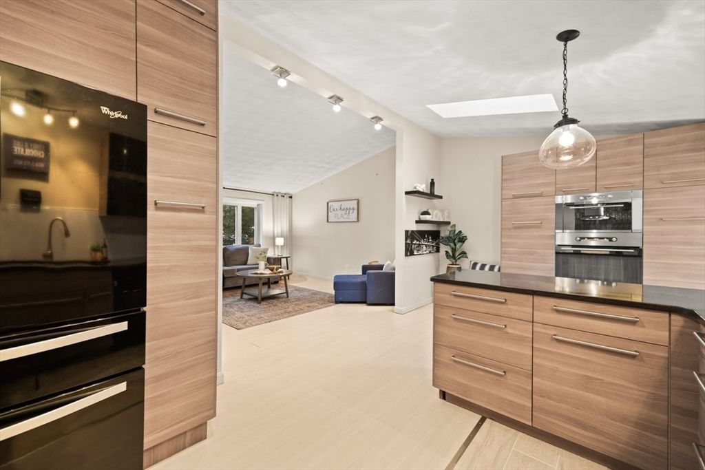 Interior, Kitchen, Living room, Pendant Lights, Stainless Steel Appliances, Wood Texture Flooring