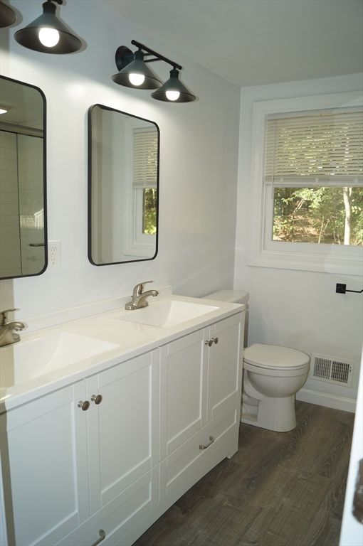 Bathroom, Dual Sink Vanities, Interior, Wood Texture Flooring