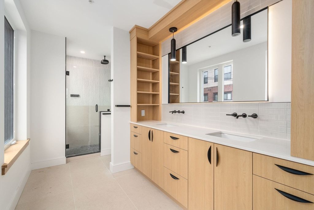 Bathroom, Dual Sink Vanities, Glass Shower, Interior, Recessed Lighting