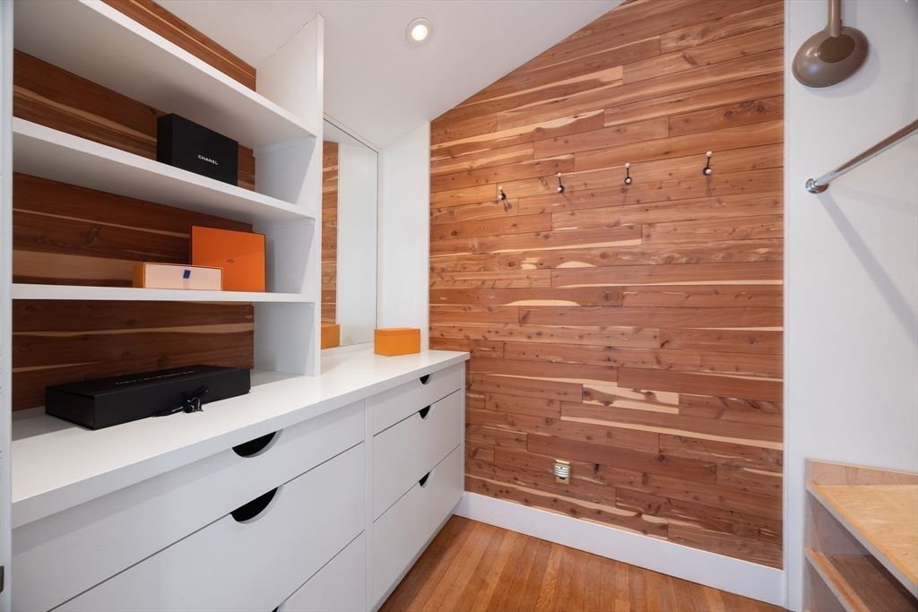 Interior, Recessed Lighting, Wood Texture Flooring, Wooden Walls