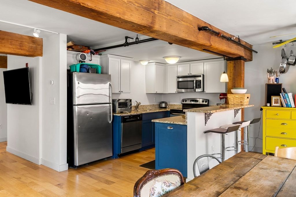 Interior, Kitchen, Stainless Steel Appliances, Wood Texture Flooring