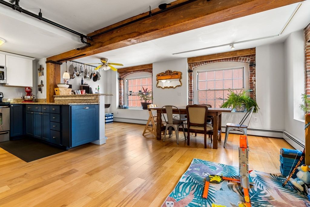 Dining room, Interior, Stone Walls, Wood Texture Flooring