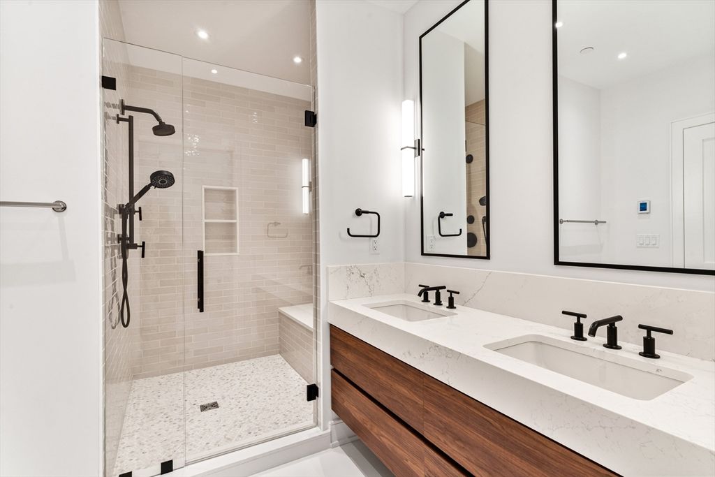 Bathroom, Dual Sink Vanities, Glass Shower, Interior, Recessed Lighting