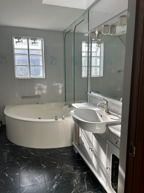 Bathroom, Glass Shower, Interior, Marble