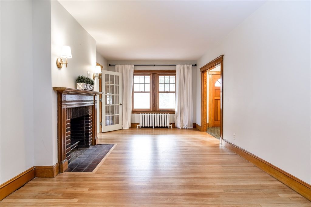 Empty room, Fireplace, Interior, Wood Texture Flooring