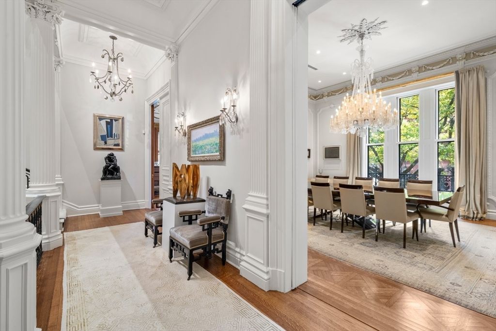 Chandelier, Dining room, Interior, Recessed Lighting, Wood Texture Flooring