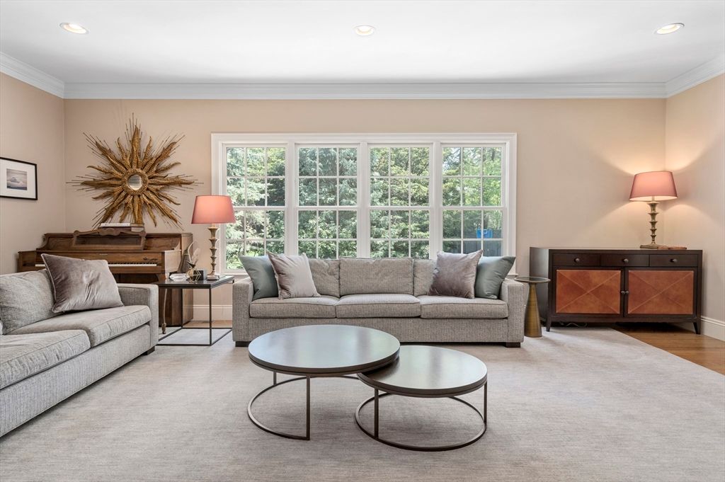 Interior, Living room, Piano, Recessed Lighting, Wood Texture Flooring