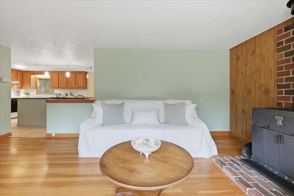 Interior, Kitchen, Living room, Stone Walls, Wood Texture Flooring