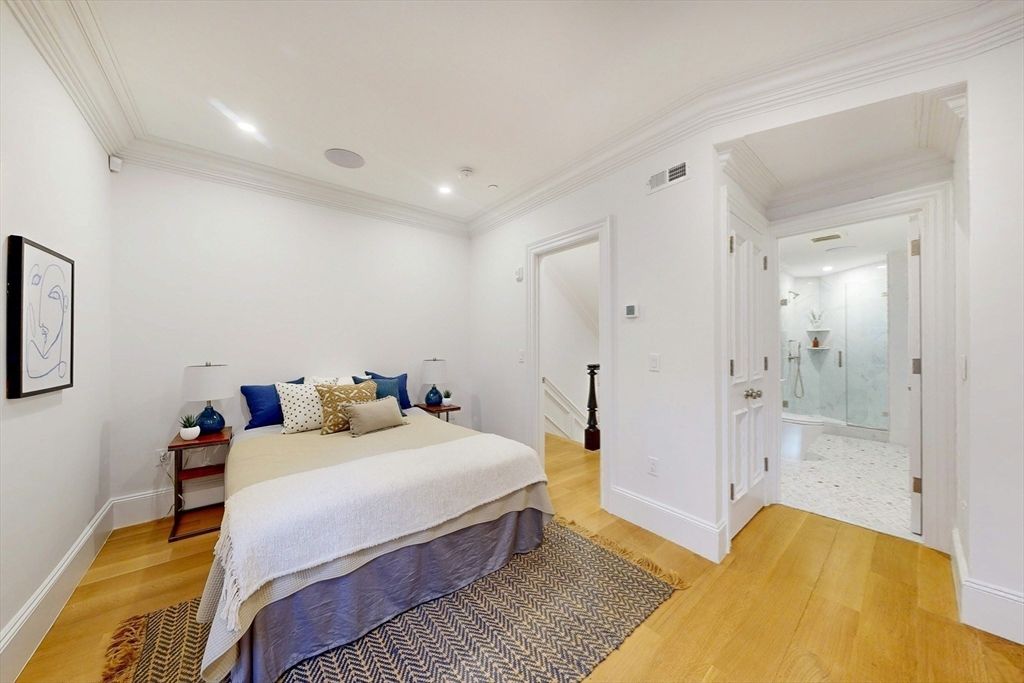 Bathroom, Bedroom, Glass Shower, Interior, Recessed Lighting, Wood Texture Flooring