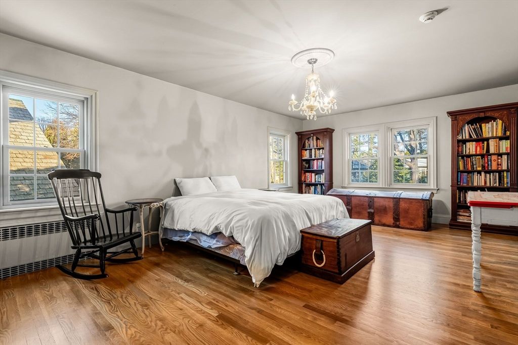 Bedroom, Chandelier, Interior, Wood Texture Flooring