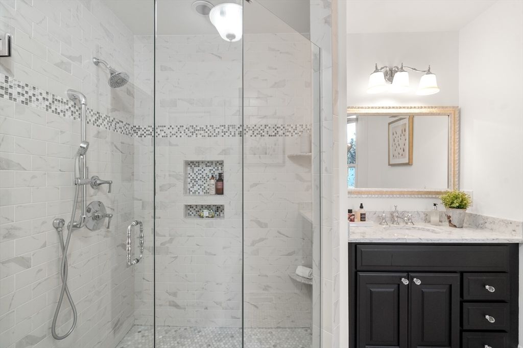 Bathroom, Glass Shower, Interior, Marble Walls