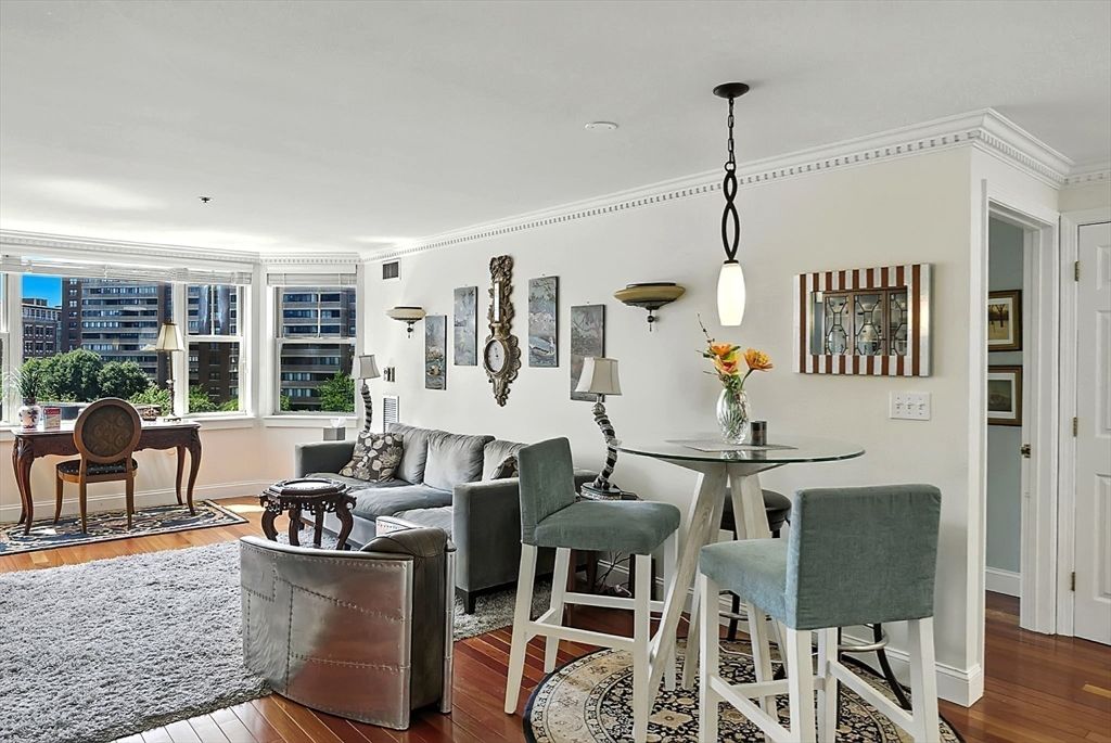 Dining room, Interior, Living room, Pendant Lights, Wood Texture Flooring
