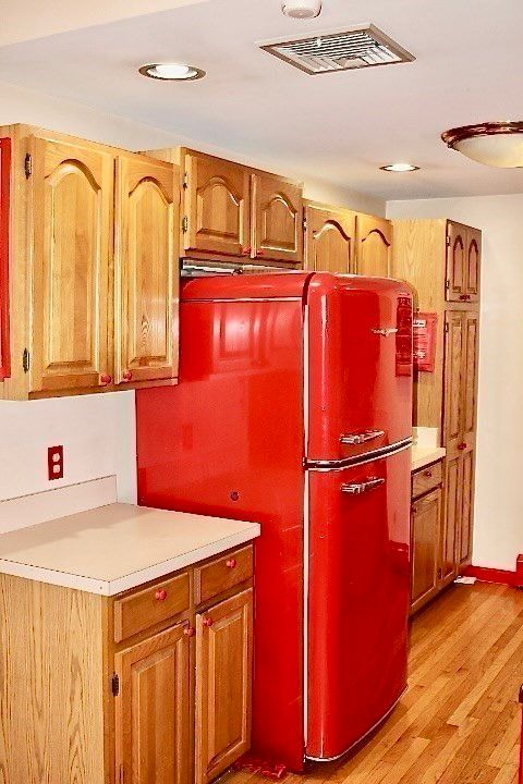 Interior, Kitchen, Recessed Lighting, Wood Texture Flooring