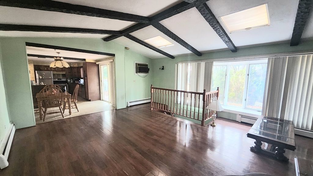 Dining room, Interior, Wooden Beams, Wood Texture Flooring