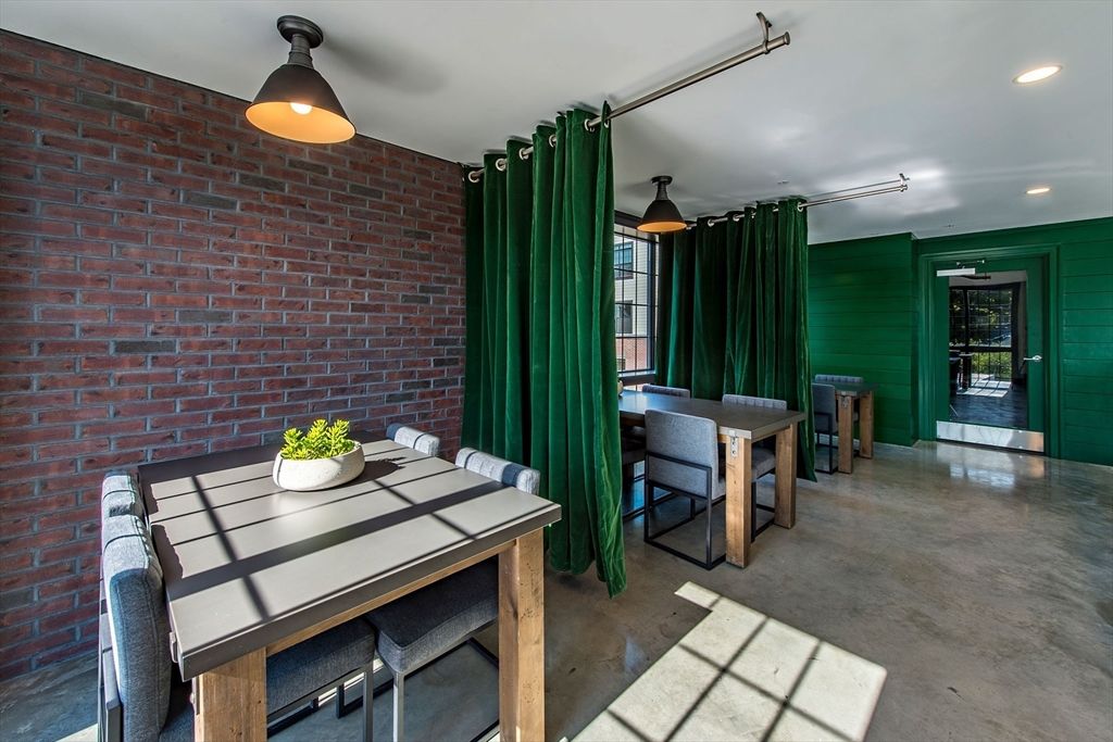 Dining room, Interior, Recessed Lighting, Stone Walls