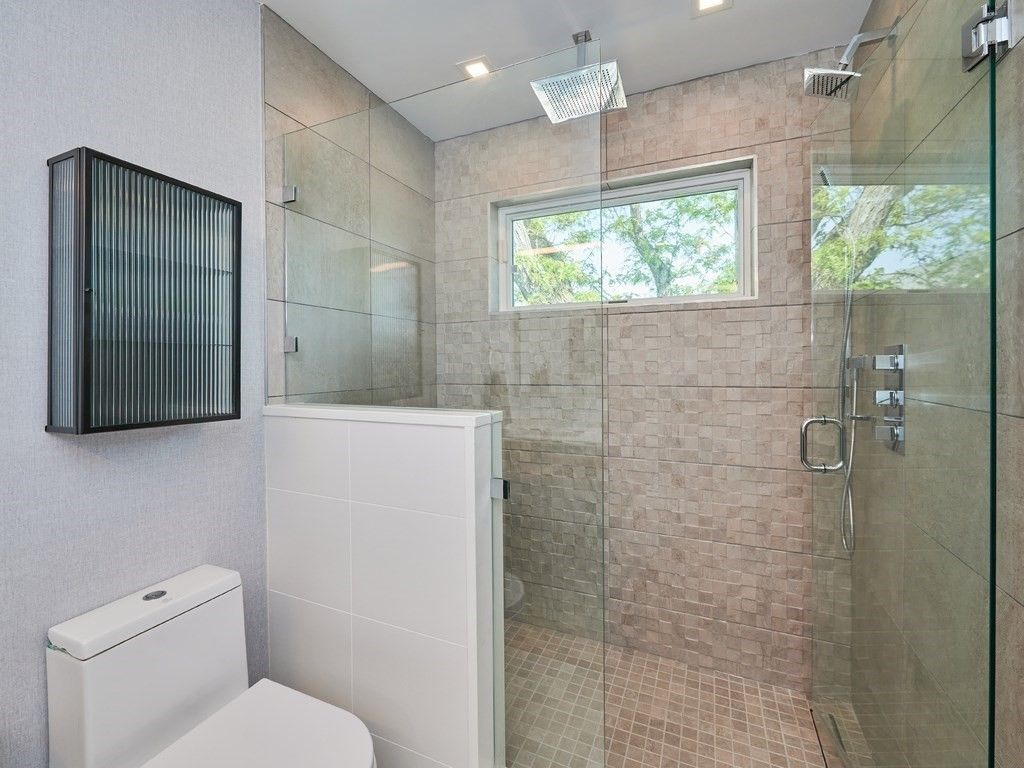 Bathroom, Glass Shower, Interior, Recessed Lighting