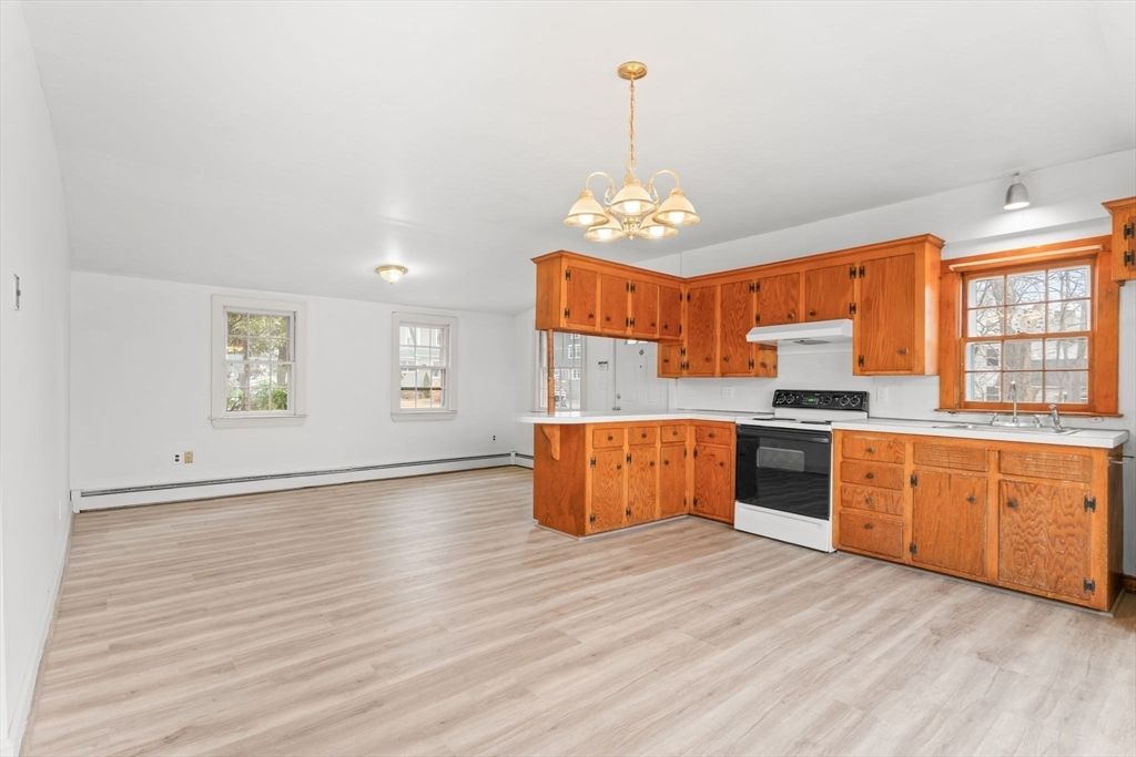 Chandelier, Interior, Kitchen, Pendant Lights, Wood Texture Flooring