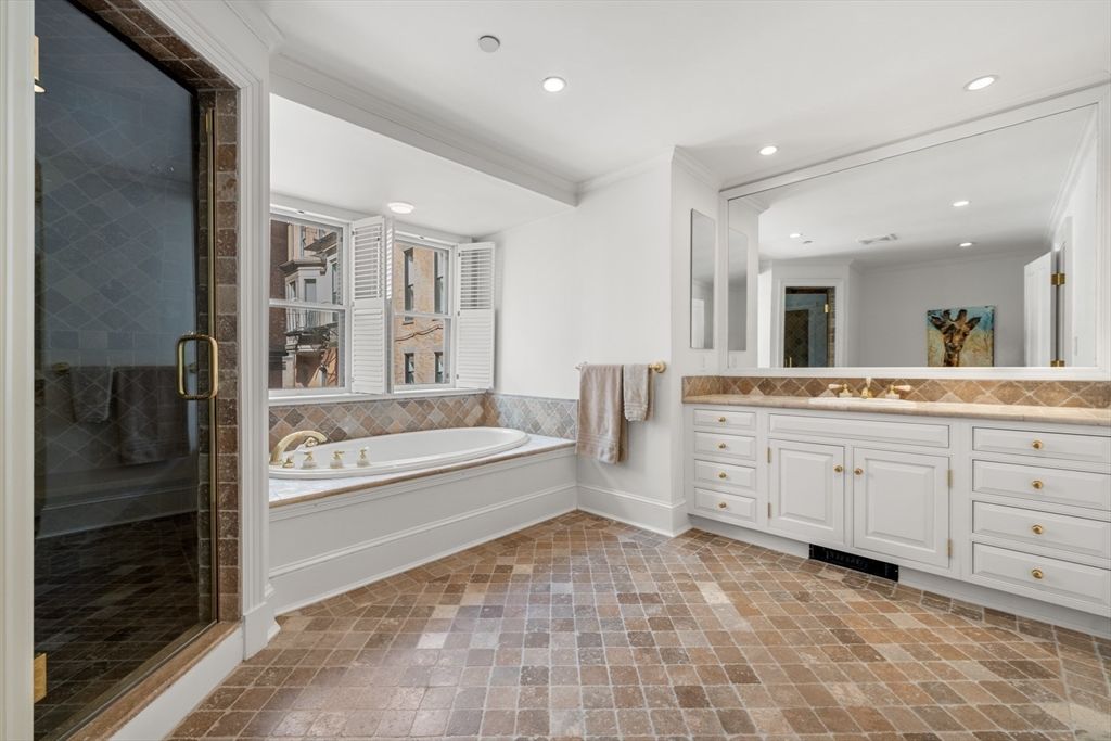 Bathroom, Glass Shower, Interior, Recessed Lighting