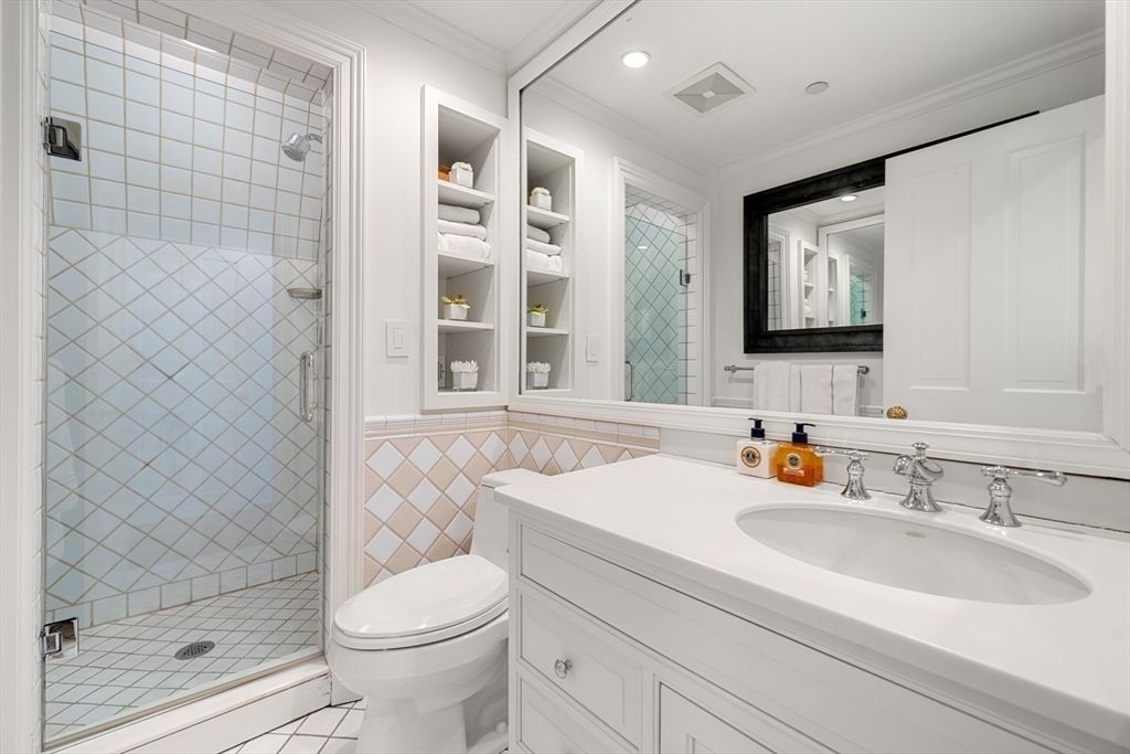 Bathroom, Glass Shower, Interior, Recessed Lighting