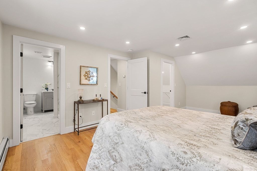 Bathroom, Bedroom, Interior, Marble, Recessed Lighting, Wood Texture Flooring