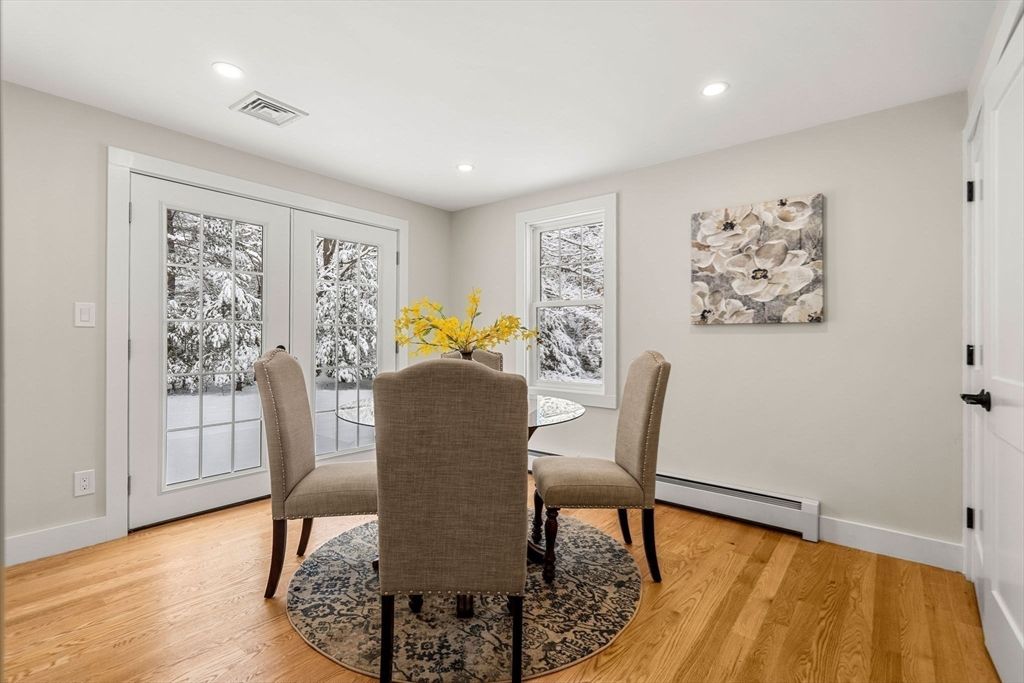 Dining room, Interior, Recessed Lighting, Wood Texture Flooring
