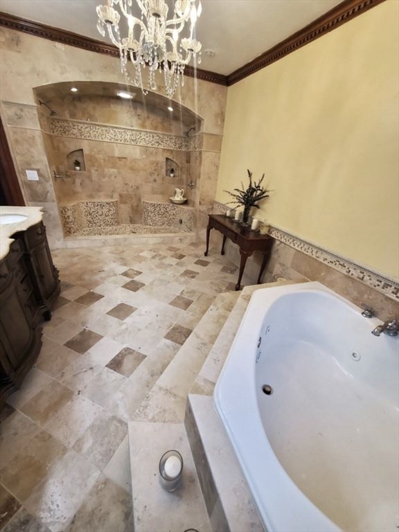 Bathroom, Chandelier, Interior