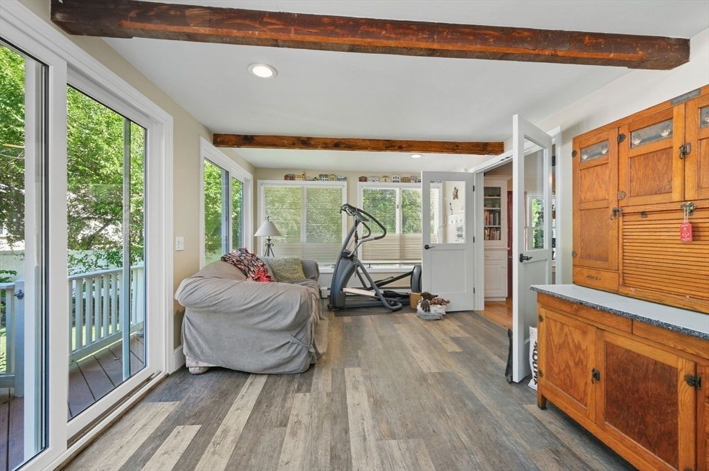 Fitness Equipment, Interior, Recessed Lighting, Wooden Beams, Wood Texture Flooring