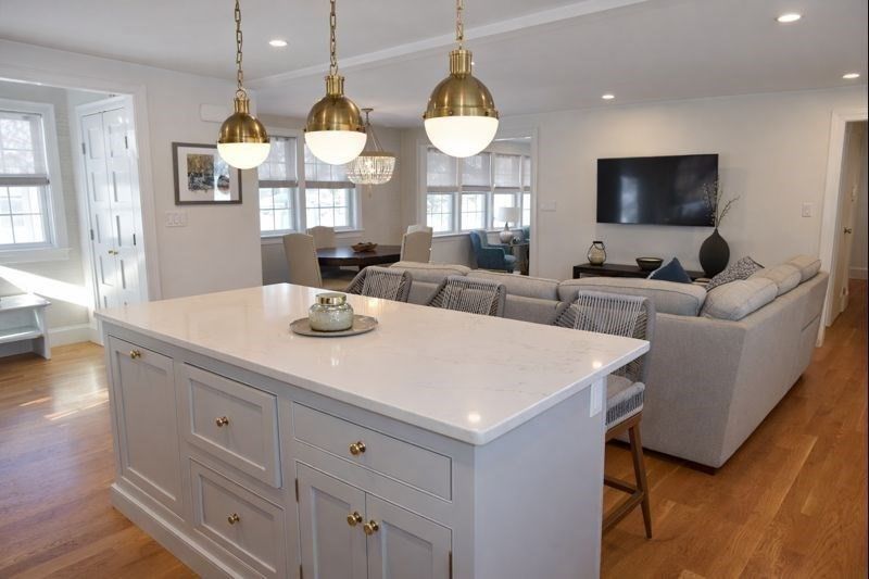 Dining room, Interior, Kitchen, Living room, Pendant Lights, Recessed Lighting, Wood Texture Flooring