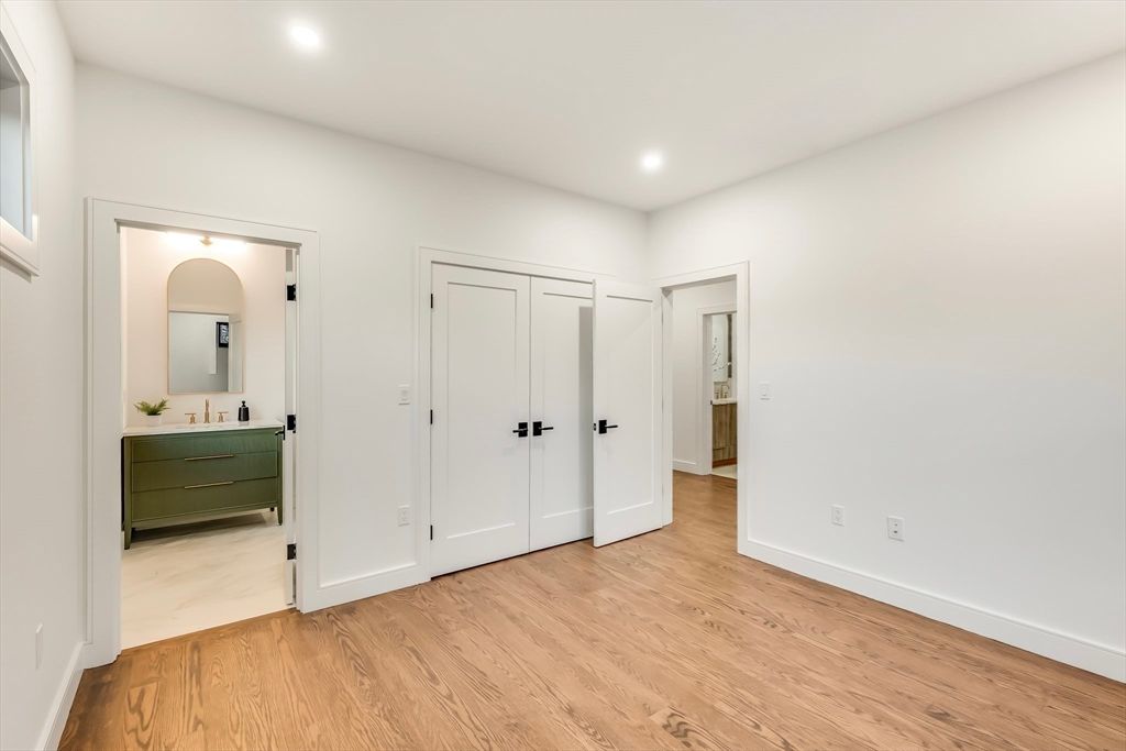 Bathroom, Empty room, Interior, Recessed Lighting, Wood Texture Flooring