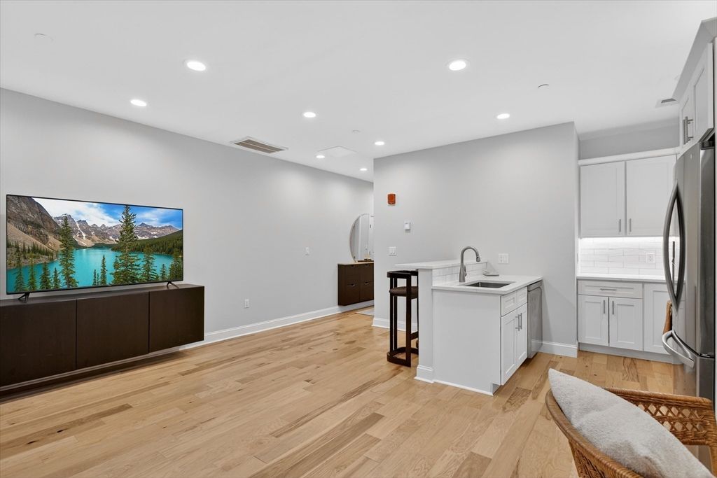 Interior, Kitchen, Recessed Lighting, Wood Texture Flooring