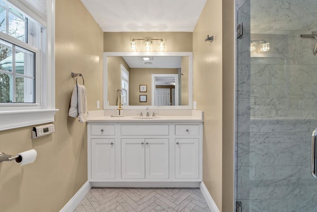 Bathroom, Glass Shower, Interior, Marble Walls