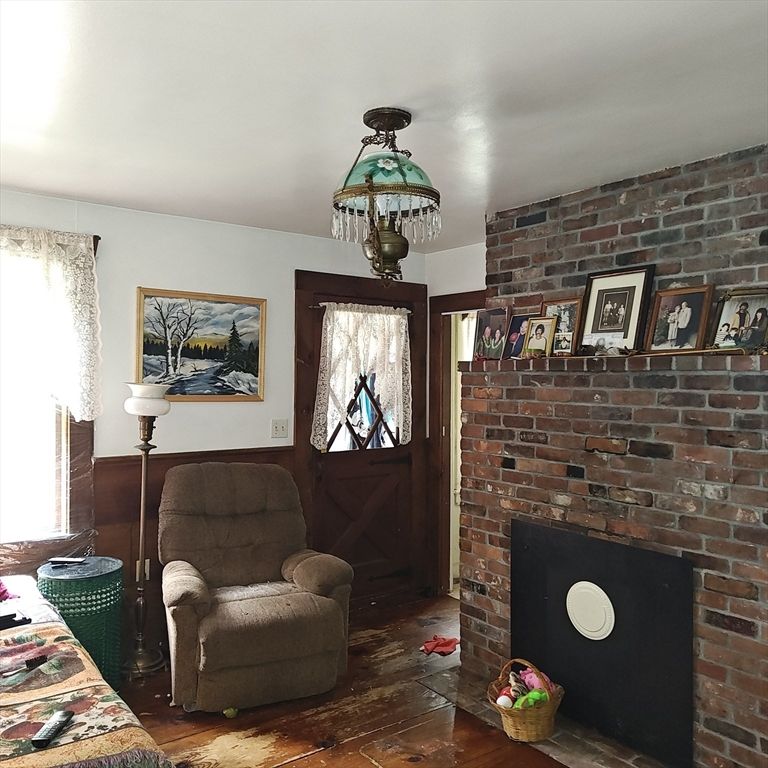 Interior, Stone Walls, Wood Texture Flooring