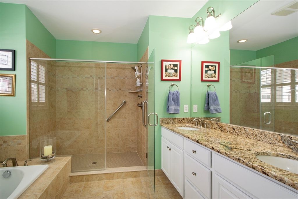 Bathroom, Dual Sink Vanities, Glass Shower, Interior, Recessed Lighting