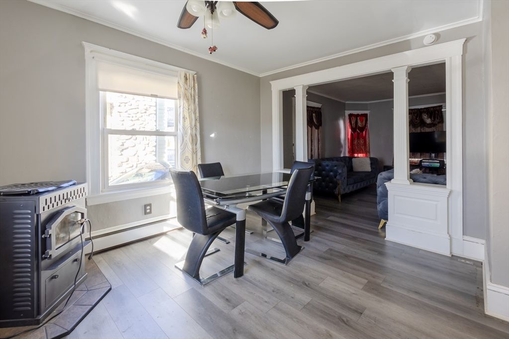 Dining room, Interior, Wood Texture Flooring