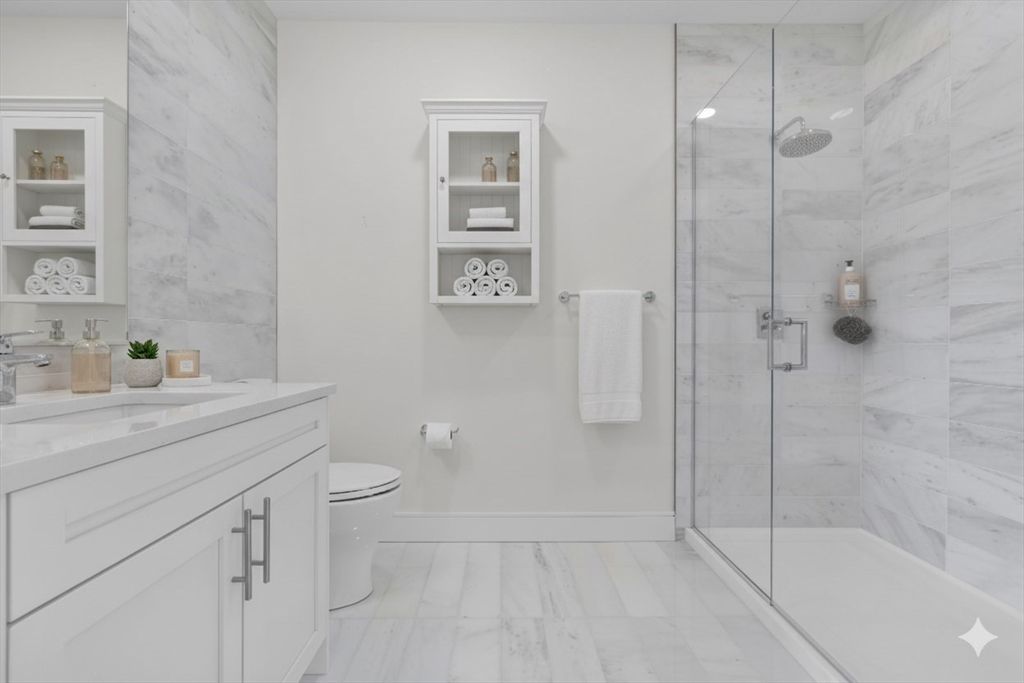 Bathroom, Glass Shower, Interior, Marble, Marble Walls