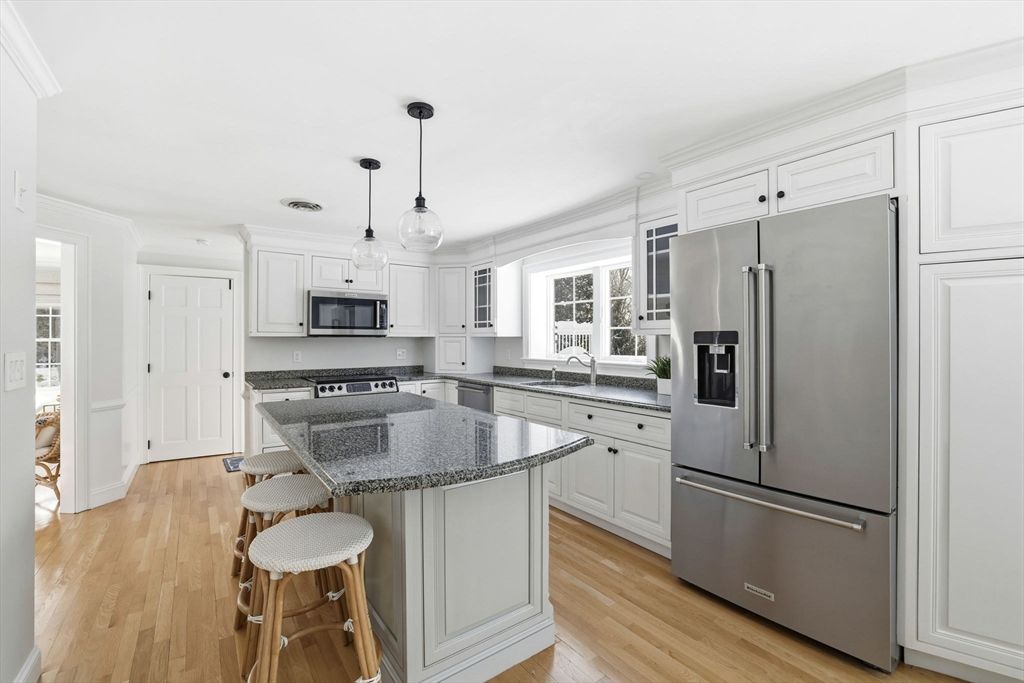 Interior, Kitchen, Pendant Lights, Stainless Steel Appliances, Wood Texture Flooring